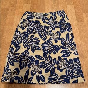 Floral Print Skirt in Navy and Beige